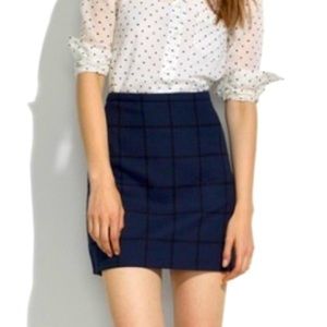 MADEWELL Navy Plaid Mini Skirt
